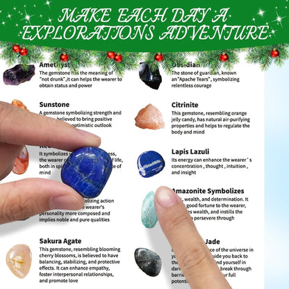 Rock Collection Advent Calendar 2025 - 24 Days of Gemstones & Fossils | Perfect Kids' Birthday Gift