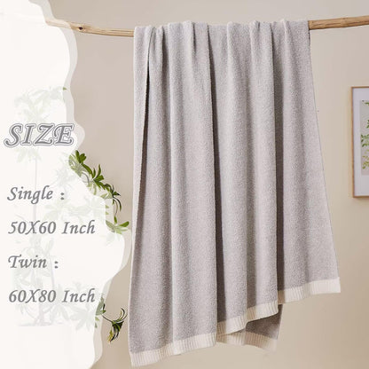 XIBLC Light Grey Throw Blanket for Couch, Soft Fluffy Reversible Super Cozy Knitted Blankets Fluffy Warm Throws Fuzzy Plush Lightweight Throw Blankets for Sofa, Bed, Living Room 60 x 80 Inch