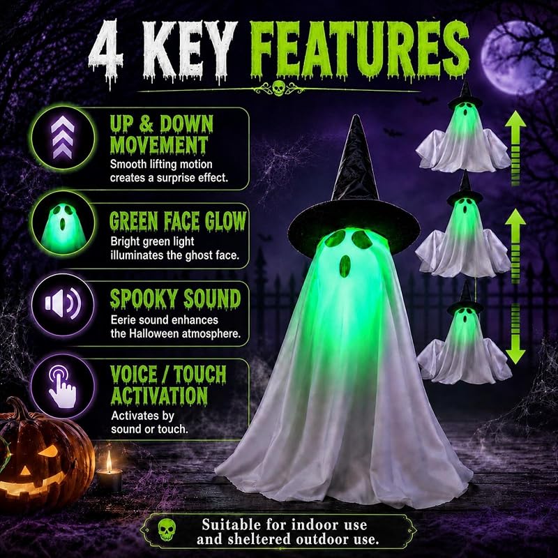 Animated Halloween Ghost Decoration – Sound & Touch Activated