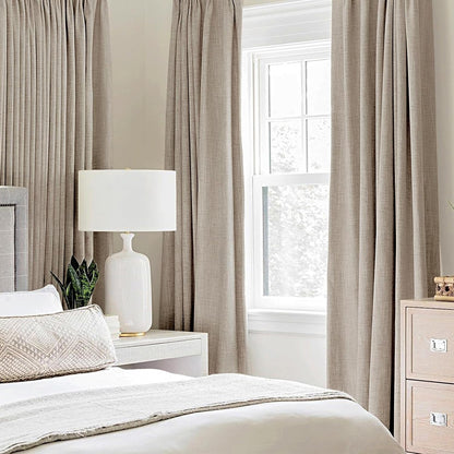 MIULEE Blackout Thermal Insulated Curtains - Linen Textured Taupe Drapes for Bedroom | 52 x 54 Inch (2 Panels)