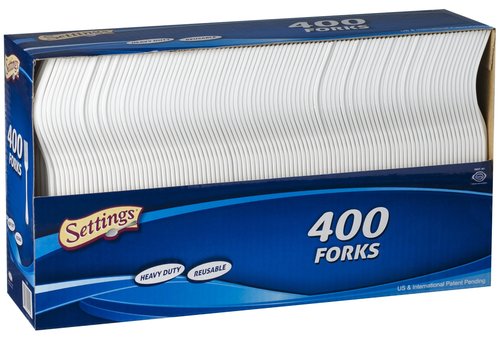 [400 Count] Settings Plastic White Forks, Practical Disposable Cutlery, Great for Thanksgiving Home, Office, School, Party, Picnics, Restaurant, Take-Out Fast Food, Outdoor Events, Or Every Day Use,