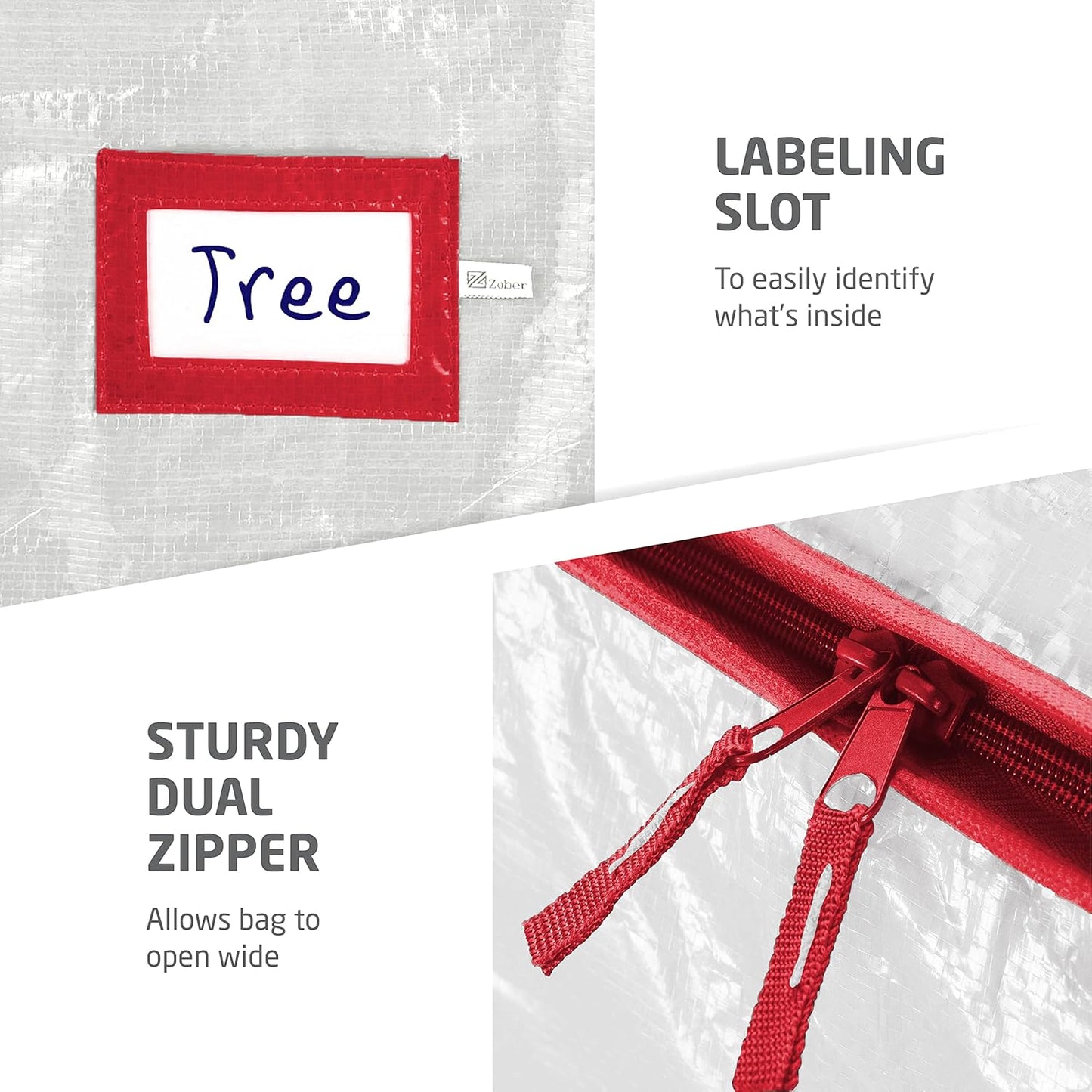 Zober Christmas Tree Storage Bag | Fits 9 Ft Artificial Trees - Waterproof & Durable - White (Pack of 2)