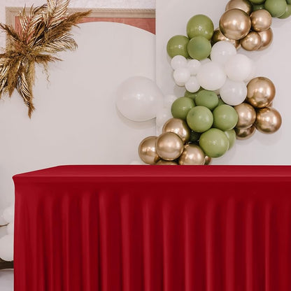 2 Pack Red 8 Ft Spandex Table Covers for Christmas Parties