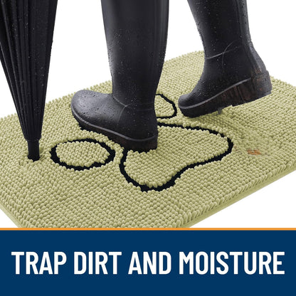 OLANLY Dog Door Mat - Absorbent Non-Slip Mud Mat for Paws | 48x30, Quick Dry Chenille, Vanilla