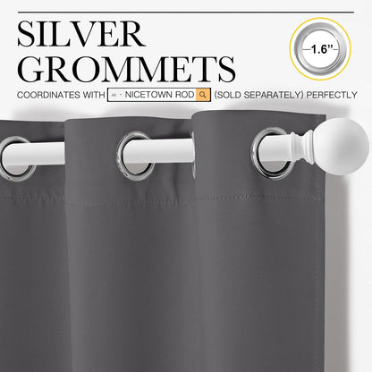 NICETOWN Thermal Insulated Blackout Curtains - Grommet Top Drapes for Hall | 2 Panels, Grey, W42 x L95
