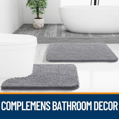 OLANLY Bathroom Rugs 32x20, Extra Soft Absorbent Chenille Bath Rugs, Rubber Backing Quick Dry, Machine Washable Bath Mats for Bathroom Floor, Tub and Shower, Home Decor Accessories, Grey