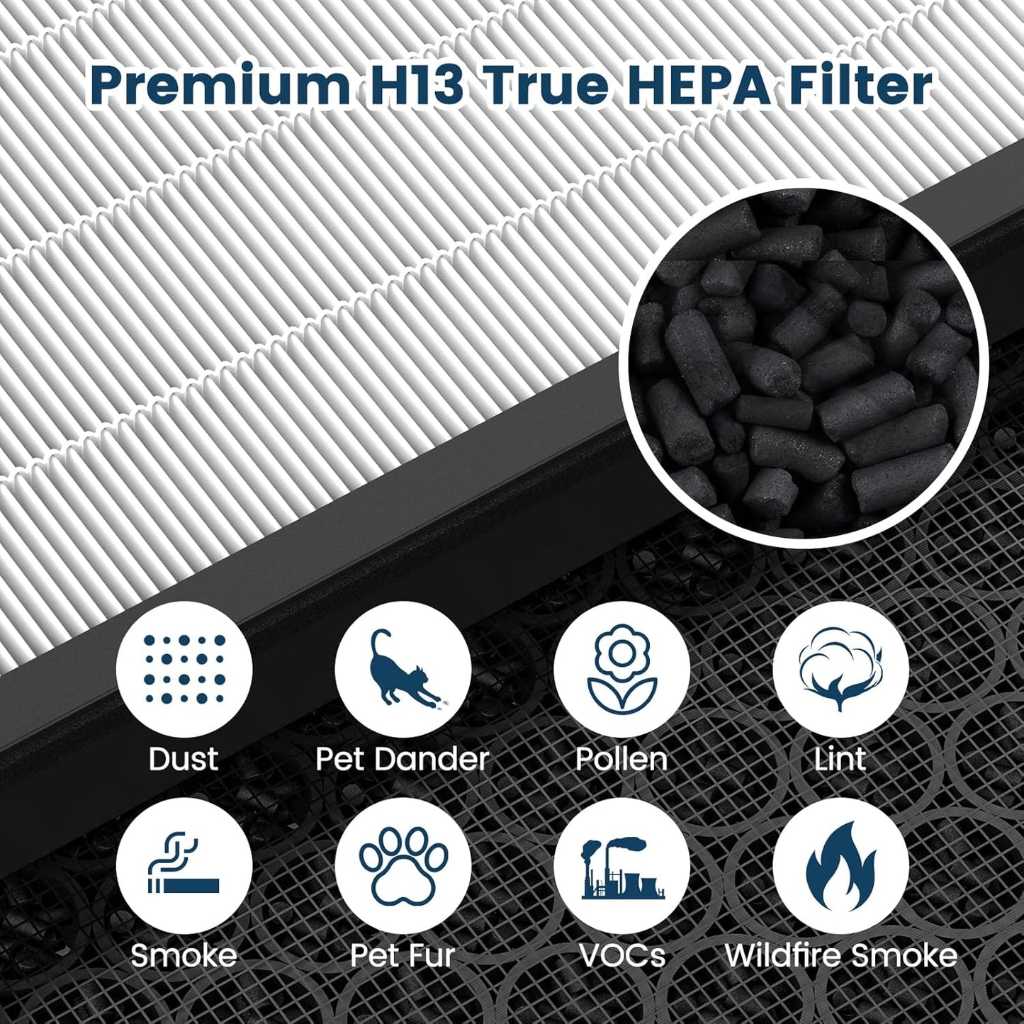Vital 100S-P Replacement Filter - 3-in-1 H13 True HEPA & Activated Carbon | 2 Pack White