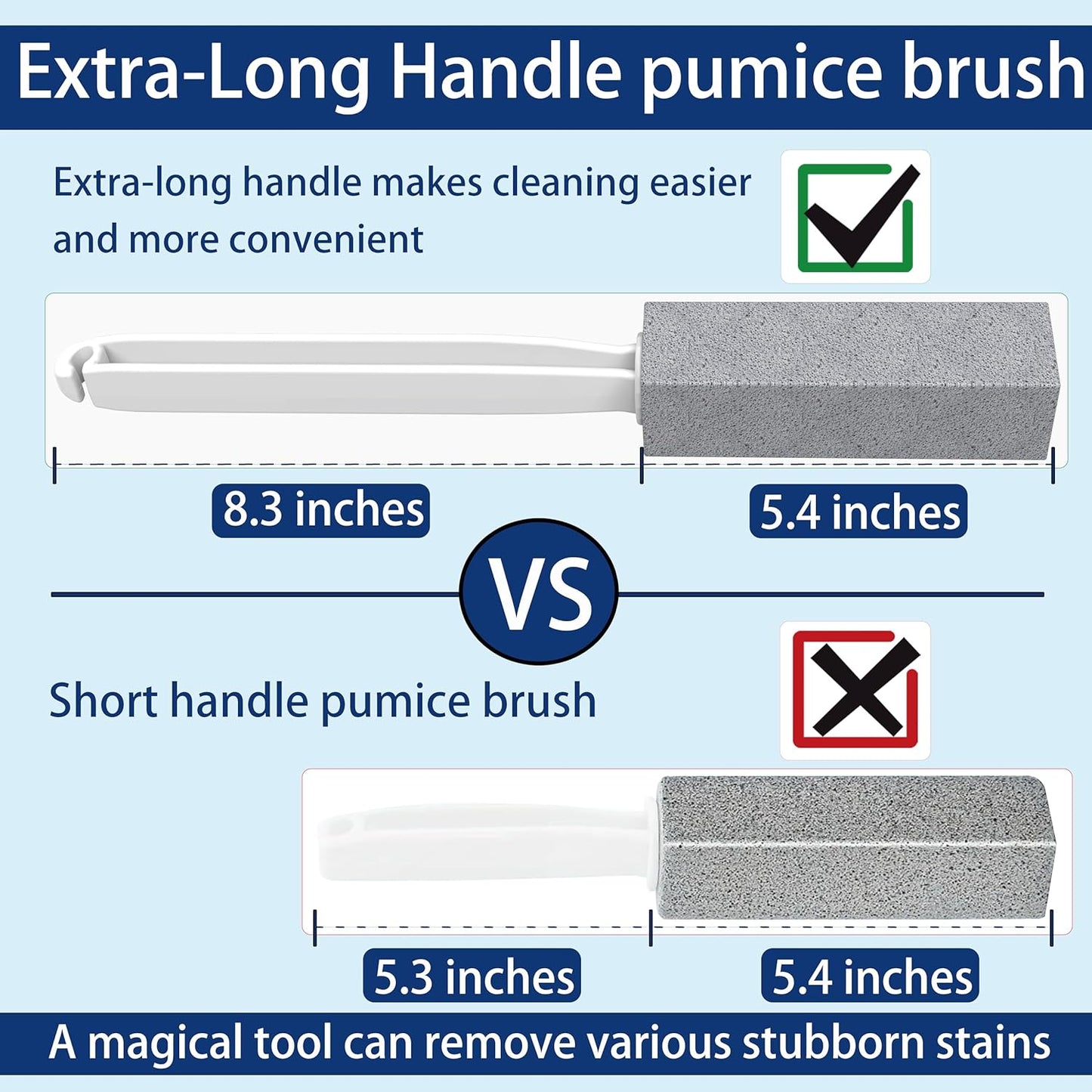 Skiennix Pumice Stone Set - Extra Long Handle for Effective Toilet Cleaning | 2 Pack