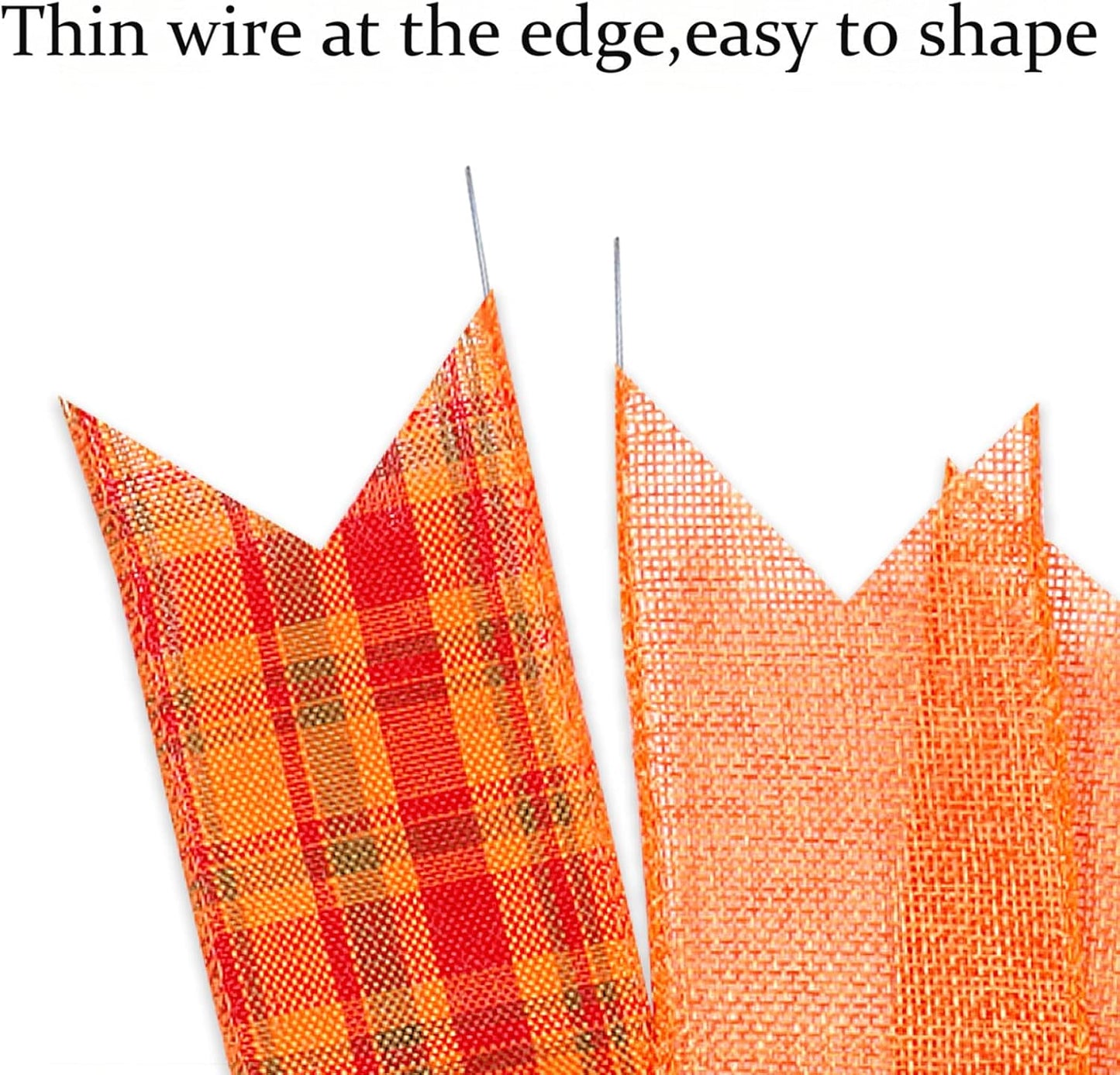 Skiennix Fall Bows - 2 Pack Halloween & Thanksgiving Wreath Decorations | Orange Buffalo Plaid Design