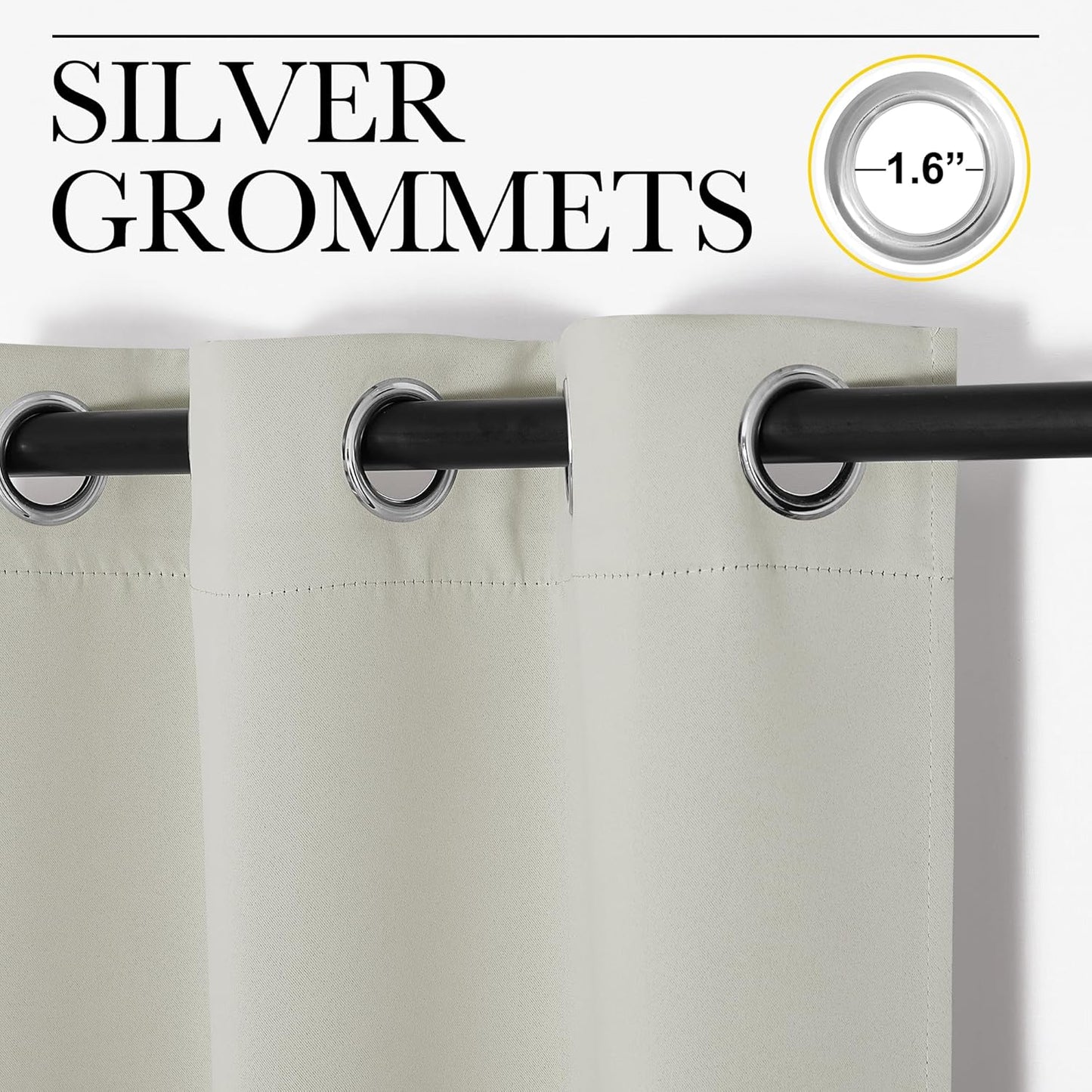 NICETOWN Thermal Insulated Grommet Curtains - Room Darkening Drapes for Bedroom | Bone White, 2 Panels (W42 x L63)