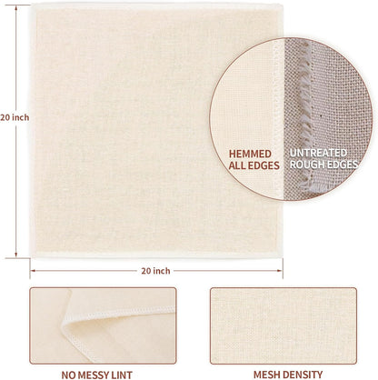 Skiennix 12Pcs Reusable Cheese Cloths - 20x20 Inch, 100% Unbleached Cotton for Straining & Baking