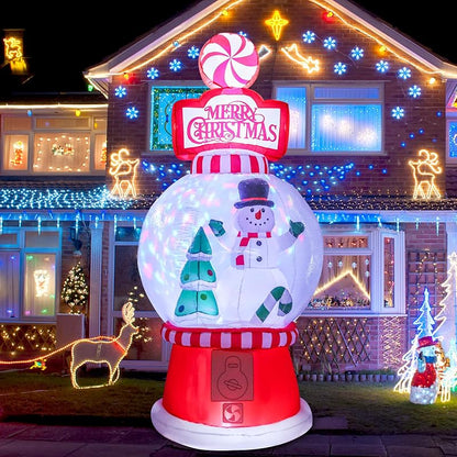 7.8FT Christmas Inflatable Snow Globe Decor with Rotating Lights - Outdoor