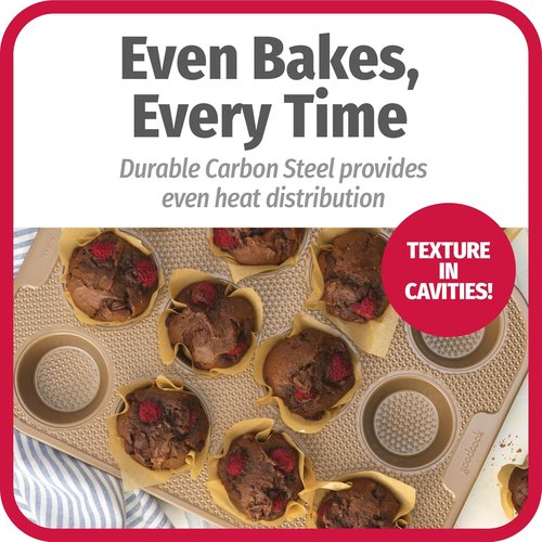 GoodCook BestBake Nonstick Carbon Steel Muffin Pan - 12 Cup, Durable Bronze Finish