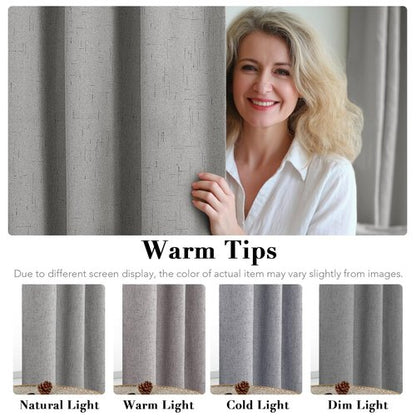 H.VERSAILTEX Linen Blackout Curtains 45 Inches Long 100% Blackout Thermal Insulated Textured Linen Look Curtain Draperies Anti-Rust Grommet, Energy Saving with White Liner, 2 Panels, Dove Gray
