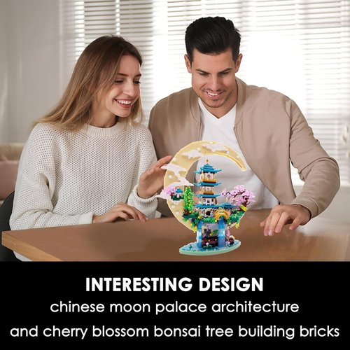 Chinese Moon Palace Building Blocks Set - 4288 PCS Cherry Blossom Bonsai Tree Model for Adults & Teens | Creative Gift for Ages 14+