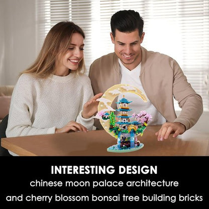 Chinese Moon Palace Building Blocks Set - 4288 PCS Cherry Blossom Bonsai Tree Model for Adults & Teens | Creative Gift for Ages 14+
