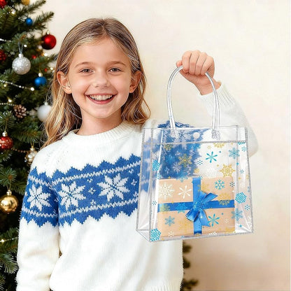Snowflake 28 Pcs Clear Gift Bags with Handles - PVC Winter Gift Bags (Variation: Snowflake)