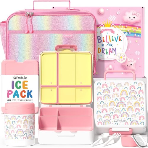 Fimibuke Kids Bento Lunch Box - Insulated 4-Compartment Design with Stainless Steel Food Jar & Utensils | Perfect Back to School Gift for Ages 3-12