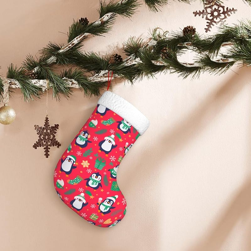 Personalized 18-Inch Christmas Stocking - Cute Funny Penguins Kids Stocking