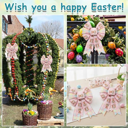 Hying Pink Buffalo Plaid Wreath Bows - 2 Pieces Spring Highland Cattle Decor for Baby Showers & Anniversaries