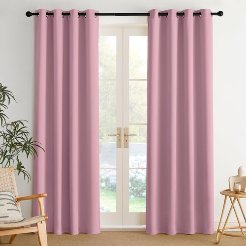 NICETOWN Room Darkening Draperies Curtains Panels, 2 Panels Rouge Pink W52 x L84