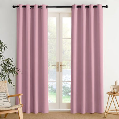 NICETOWN Room Darkening Draperies Curtains Panels, 2 Panels Rouge Pink W52 x L84