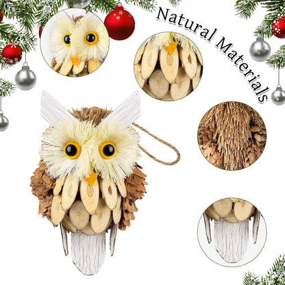 Woodland Christmas Ornaments by [Brand Name] - Handmade Owl Decorations for Rustic Trees | 4-Piece Set