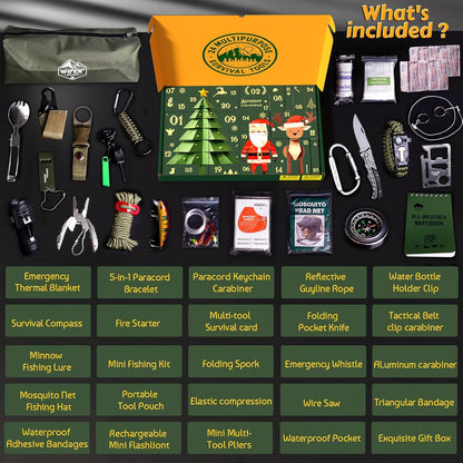 Survival Kit Advent Calendar 2025 - 24 Days of Essential Survival Tools for Outdoor Enthusiasts