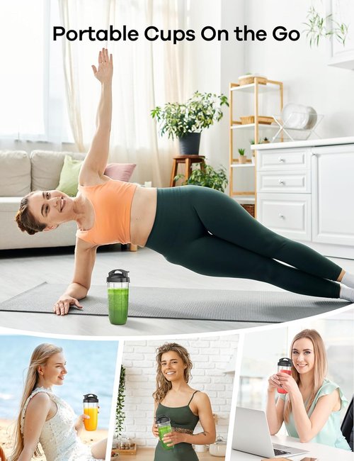 Ganiza Personal Blender for Smoothies - 14-Piece Set with 3 Portable Cups (1x24oz & 2x17oz)