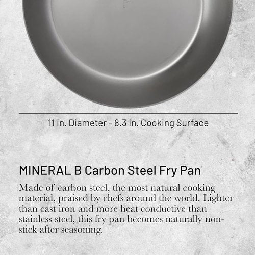 de Buyer MINERAL B Pro Carbon Steel Fry Pan - 11" Diameter, Naturally Non-Stick Finish - Perfect for Searing & Sautéing