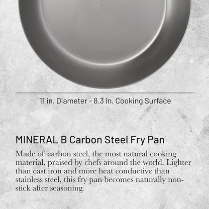de Buyer MINERAL B Pro Carbon Steel Fry Pan - 11" Diameter, Naturally Non-Stick Finish - Perfect for Searing & Sautéing