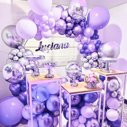 PartyWoo Metallic Purple Balloons - 50pcs 12 Inch Chrome Balloons for Graduation & Birthday Celebrations