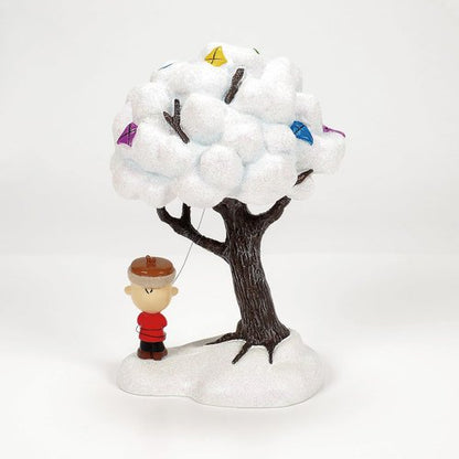 Department 56 Peanuts Village Figurine - Charlie Brown & Kite Eating Tree | 6.9 Inch, Multicolor