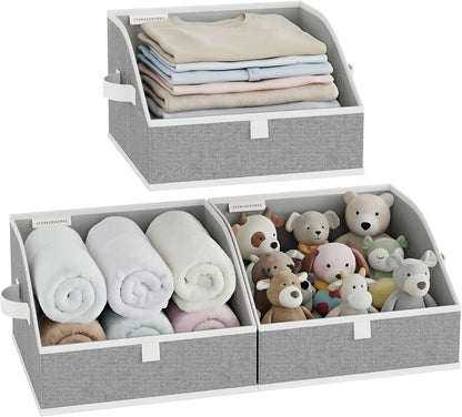 StorageWorks Trapezoid Closet Storage Bins - Foldable Fabric Organizing Baskets, Small, Gray | 3-Pack