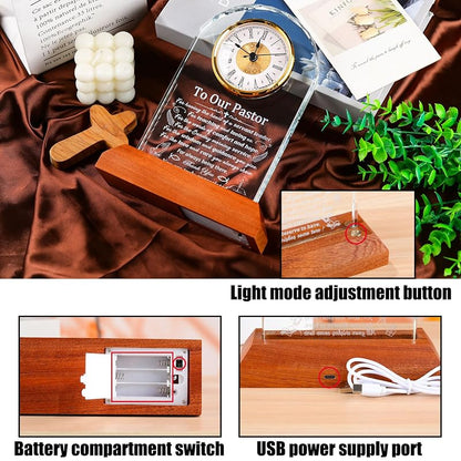 Pastor Crystal Clock Keepsake - Variation: Pastor