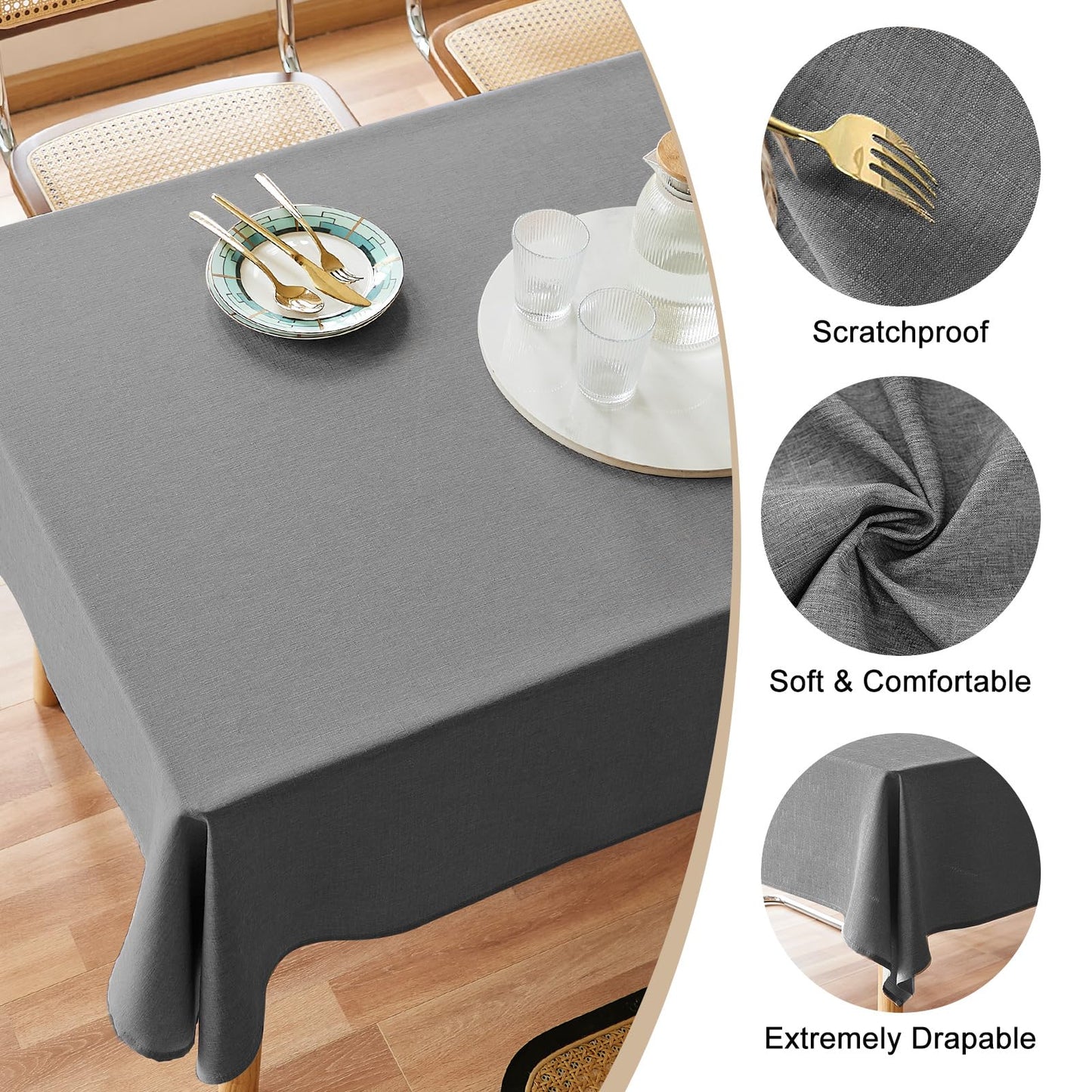 AUSSPVOCT Textured Tablecloth Rectangle 52x70 Water Resistant Spill-Proof Wipeable Table Cloth Wrinkle Free Fabric Dining Table Cover for Birthday Party Farmhouse Spring kitchen Tablecloths