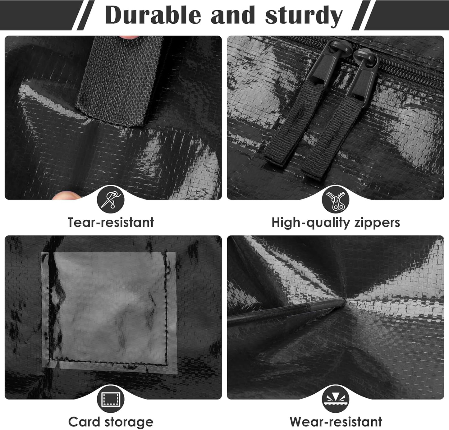 Skiennix 6 Pack Extra Large Moving Bags - Heavy Duty, Moisture-Resistant Storage Bins for Clothes | Black