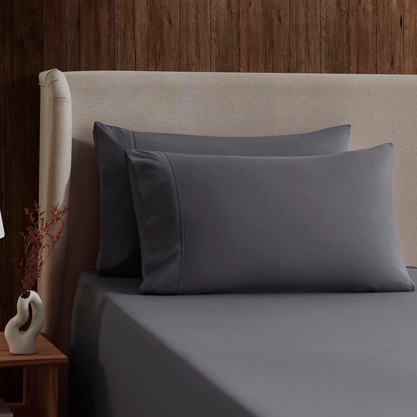 Nestl Twin Sheet Set - 1800 Ultra-Soft Microfiber Twin Bed Sheets - Double Brushed - Deep Pockets - Easy Fit - Extra Soft - 3 Piece Set - Bedding Sheets & Pillowcases (Twin, Dark Grey)