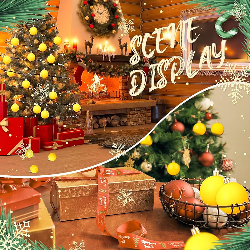 36 Pcs Christmas Ball Ornaments 2.4in Yellow Matte Plastic Balls for Xmas Tree