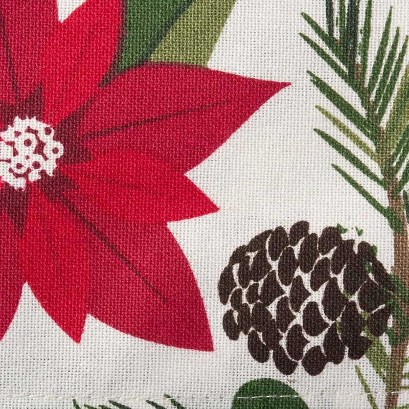 Napkin Set 20x20 Inches (6 Pcs) Poinsettia & Christmas Greenery – DII Woodland Holly
