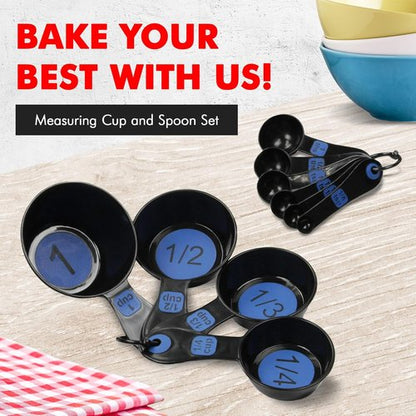 Chef Craft Measuring Cup Set - Easy-To-Read Plastic Design | 10-Piece Set in Blue