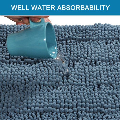 H.VERSAILTEX Bathroom Rugs Bath Mat Runner Rug Non Slip Kitchen Rug Extra Long Bath Rug Runners Oversized 59" x 20" Absorbent Washable Dry Fast Plush Area Rug for Bathroom/Bedroom - Stone Blue