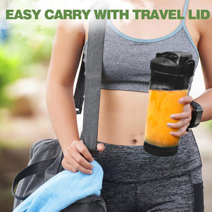 Skiennix Portable Blender - Waterproof 20 oz BPA-Free Cup with Travel Lid | Black