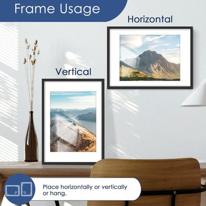 PEALSN 10x14 Picture Frame Set of 6, Display Pictures 8.5 x 11 with Mat or 10 x 14 without Mat for Wall Mounting Display, Photo Frames Collage for Wall Decor, Black.