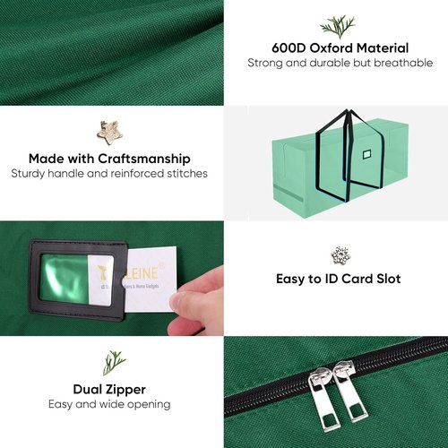 BALEINE Christmas Tree Storage Bag - Heavy Duty 900D Oxford Fabric, Extra Large with Dual Zippers (Green)