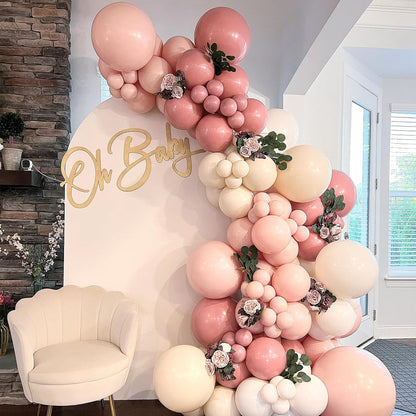 Skiennix 120pcs Dusty Pink Balloons - 5 to 18 Inch Sizes for Boho Wedding & Baby Shower Decor