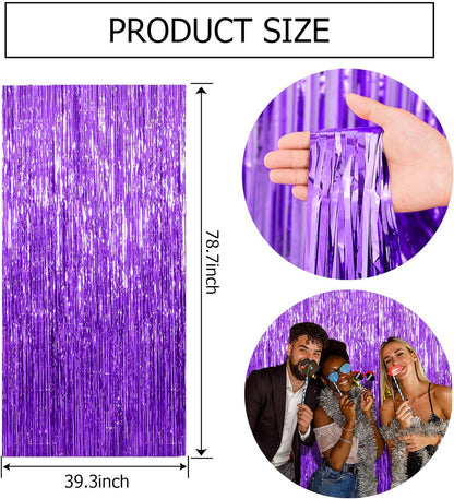 Purple Tinsel Streamers by [Brand Name] - 20 Pack Foil Fringe Backdrop for Parties & Celebrations