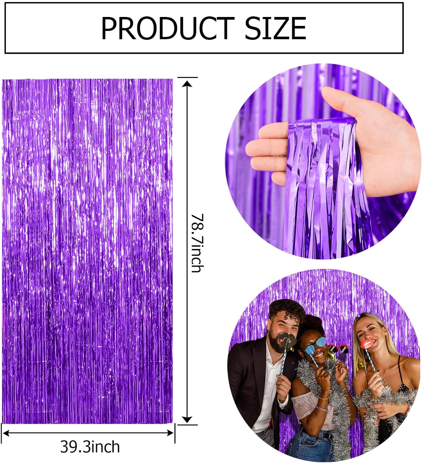 Skiennix 2 Pack Purple Tinsel Streamers - Foil Fringe Backdrop for Halloween & Party Decor