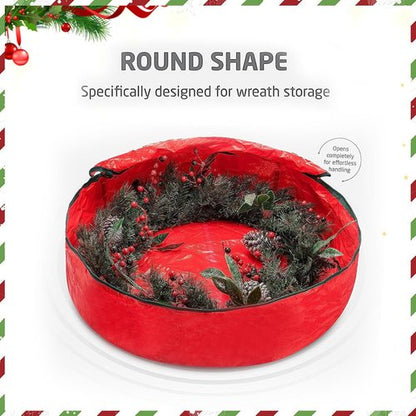 Christmas Wreath Storage Bag 24 Inch | 2-Pack Organizer with Dual Zipper & Handles for Safe Ornament Protection