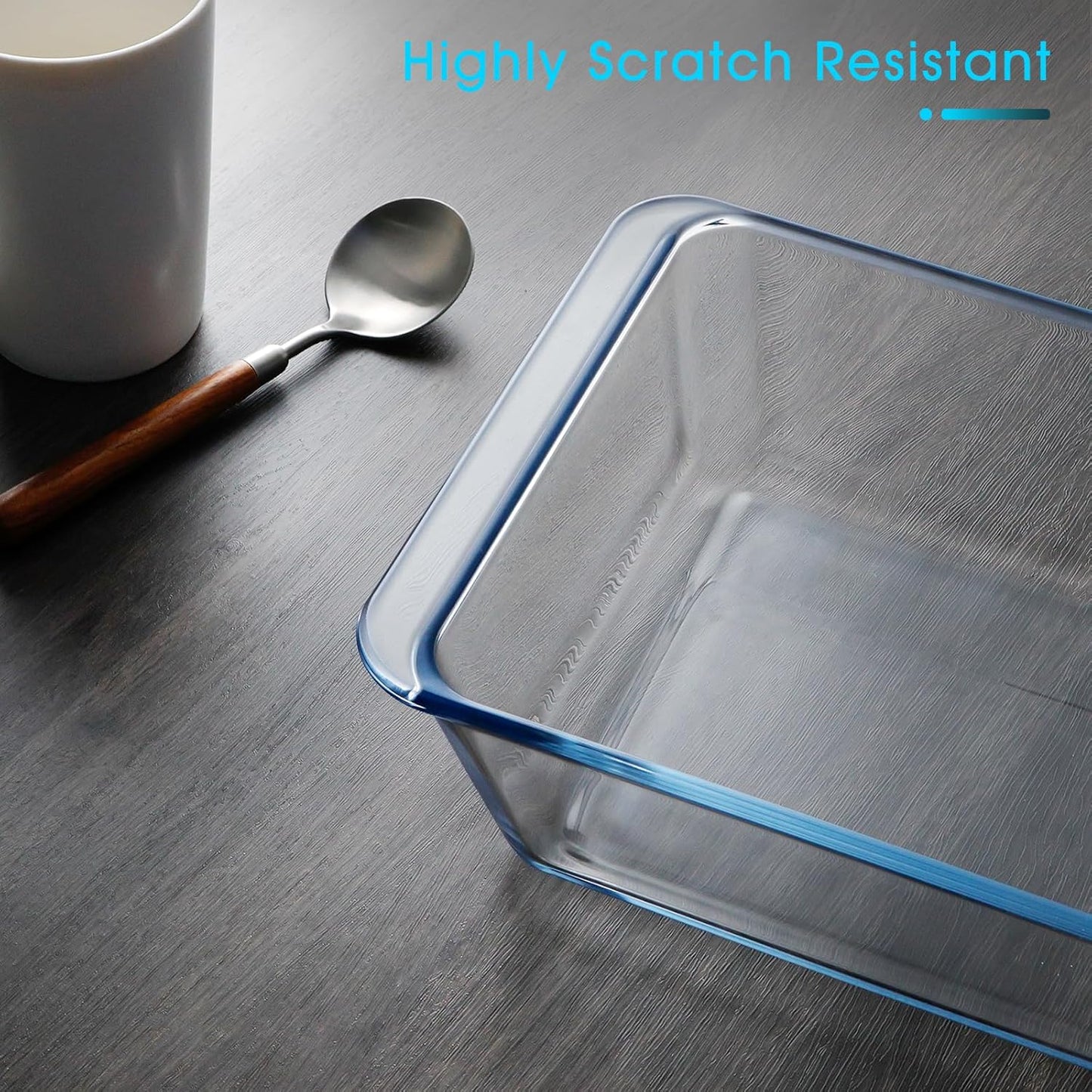 NUTRIUPS 3.7QT Rectangular Glass Baking Dish - Durable Oven Bakeware for Casseroles & More